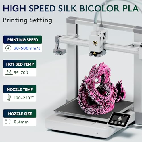 Image of ERYONE Silk Dual Color PLA Filament 3D Printer 1.75mm + /- 0.03mm, Bicolor Filament Two Tone PLA 1KG(2.2lbs) Cardboard Spool, Black&Rose Red