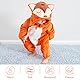 COOKY.D Neugeborenen Flanell Overall mit Kapuze Herbst Winter Schlafanzug Strampler Langarm Baby Schlafanzug für Mädchen Jungen Fuchs,2-5 Monate
