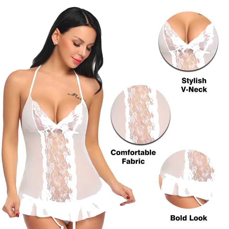 Image of Love Maker Soft Spandex Net Women Babydoll Honeymoon Nightwears Combo Small to 3XL