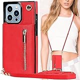 Cavor iPhone14 Pro Max スマホケース手帳型 iphone14 pro max ケースショルダー肩掛け 首かけ 斜めがけ iphone14プロマックス財布型 ケース iPhone14 Pro Max ケースカード収納iPhone14 Pro Max case【上下開】iPhone14 Pro Max 携帯カバー ステント機能 Qi急速充電対応 落下保護 【レッド】