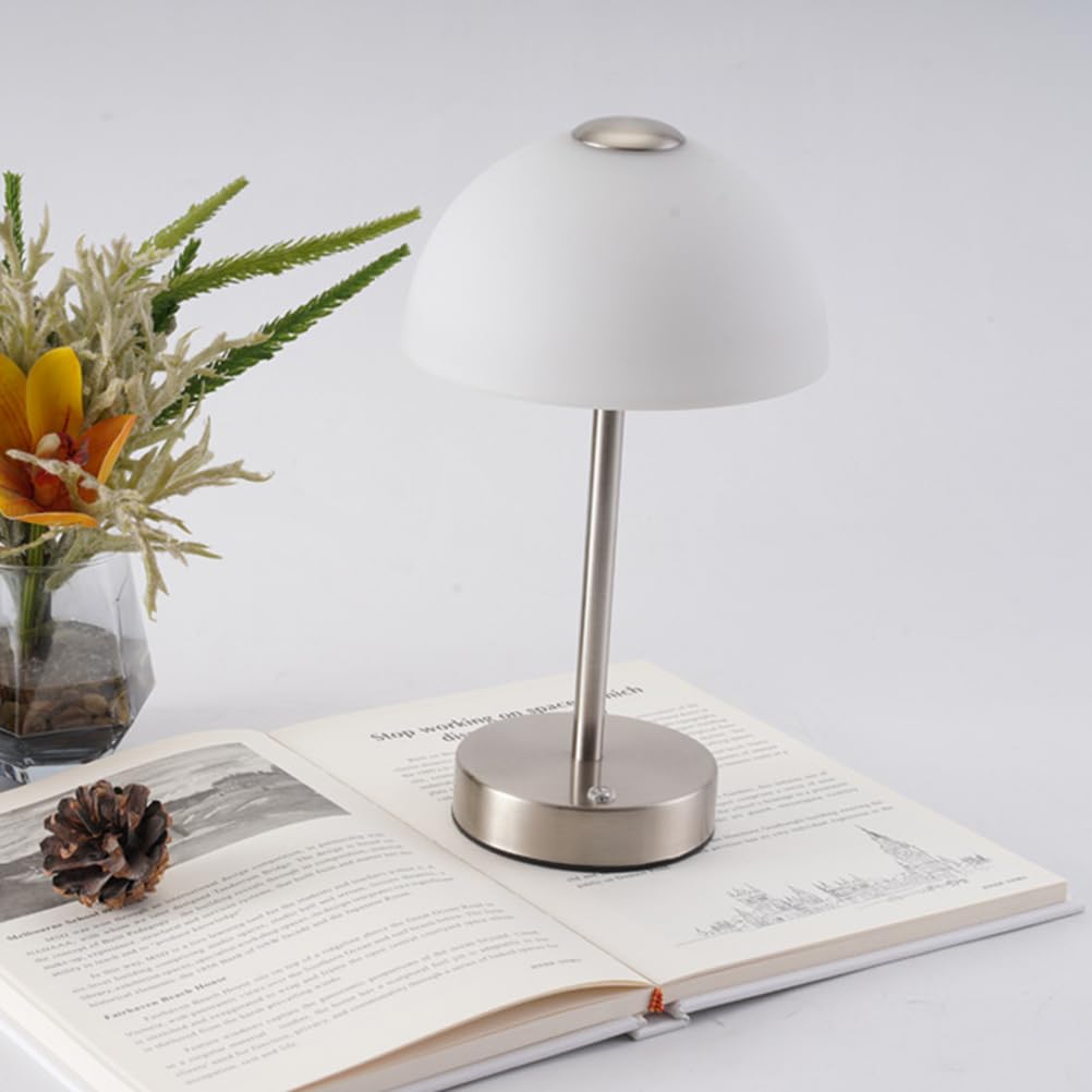 AoLa Chrom Tischlampe Akku Pilzlampe LED Tischleuchte Kabellos Dimmbar mit Touch Control USB Aufladbar Batterie Nachttischlampe Ohne Kabel Tragbar Nachtlicht für Schlafzimmer Wohnzimmer Esstisch