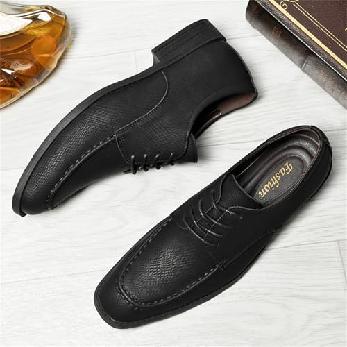 Men's Genuine Leather Lace-Up Dress Oxford Shoes with Orthopedic Arch Support Low Chunky Heel Lightweight Soft Round Toe for Office Wedding Formal Business Party3