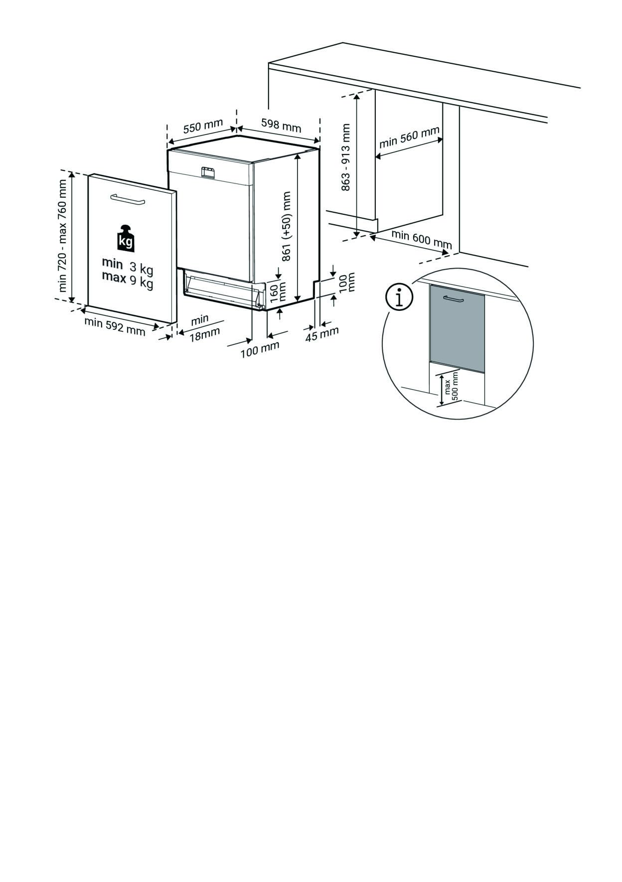 Bauknecht BKR IBXL Vollintegrierbarer XXL-Geschirrspüler 60 cm/Edelstahl/14 Maßgedecke/7 Standardprogramme und 1 Sensorprogramm/SteamShine/HygieneCare/TurboWash/Besteckschublade/Vollwasserschutz