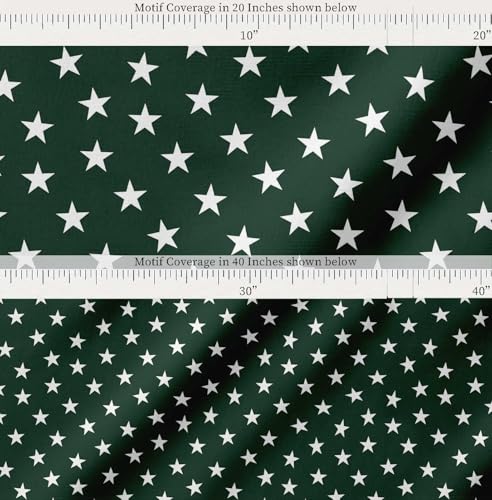 Image of Soimoi Green Cotton Poplin Fabric Stars Star Print Fabric by Meter 58 Inch Wide