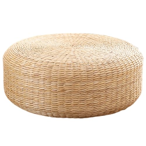 Hilai Cojín de Suelo de Tatami, Cojines de Suelo Tejidos Naturales de 16 Pulgadas para Sentarse, cojín de Asiento de meditación de Buda, Cojines cómodos para Adultos, Sala de Estar