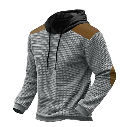Ymosrh Men's Casual Hoodies, Long Sleeve Athletic Workout Gym Hooded Sweatshirts Plaid Jacquard Hoodie Pullover, S-3XL