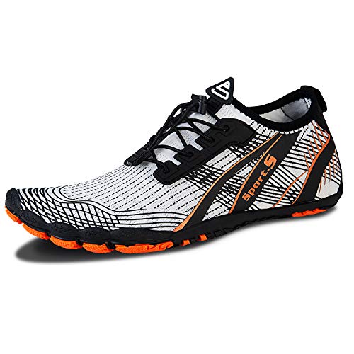 Zapatos descalzos para caminar, senderismo, gimnasio, natación, esnórquel, surf, color Blanco, talla 45 EU