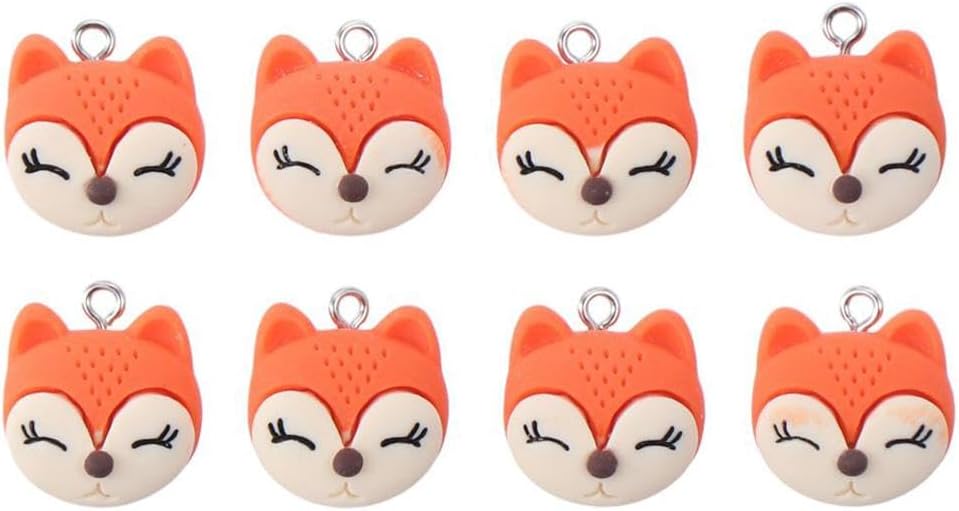 30Pcs Resin Fox Shape Charms, Cartoon Animal Pendant, Flat Back Fox Charms for DIY Jewelry Making image 4