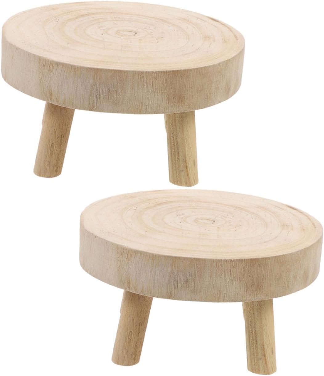 BESPORTBLE 2Pcs Wooden Plant Stands Portable Bonsai Holders for Indoor and Outdoor Use Decorative Flower Pot Stands Lightweight High Foot Stools for Balcony Garden Kitchen