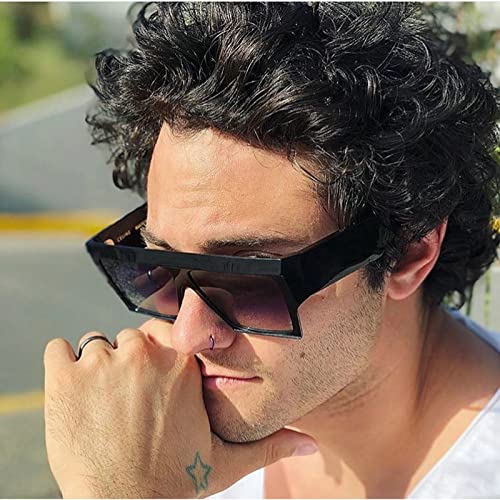 COTIA Oversized Flat Top Sunglasses Women Men Square Pilot Rimless Shades4