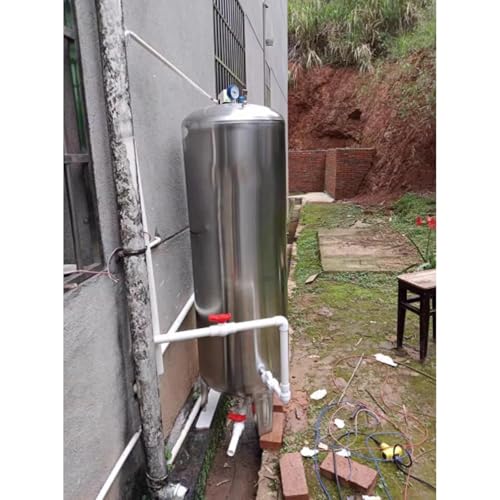 Large Vertical Pressurized Water Tank for Industrial, 79.2/66/52.8/42.2/6.4/15.8 Gal 304 Stainless Steel Well Pressure, Automatic Supply Storage Tank(42.2Gal/160L(95x50cm/37.4X19.6in))