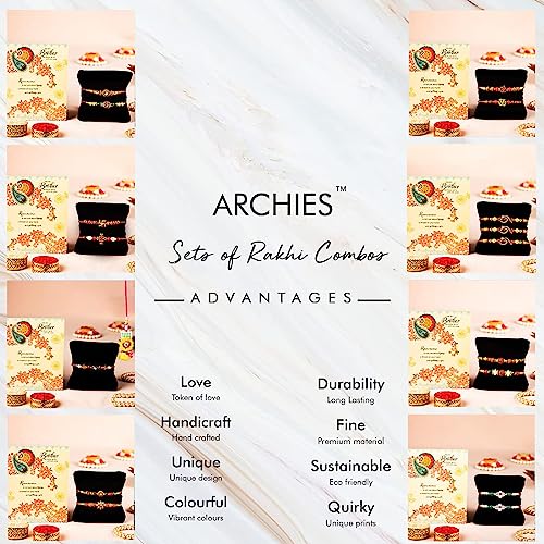 Image of ARCHIES Rakhi Collection For Rakshabandhan | Rakhi For Brother | Rakhi for Bhaiya and Bhabhi | Rakhi Combo Gift Hamper (CAPABLE-TRADITIONAL STYLE RAKHI COMBO)