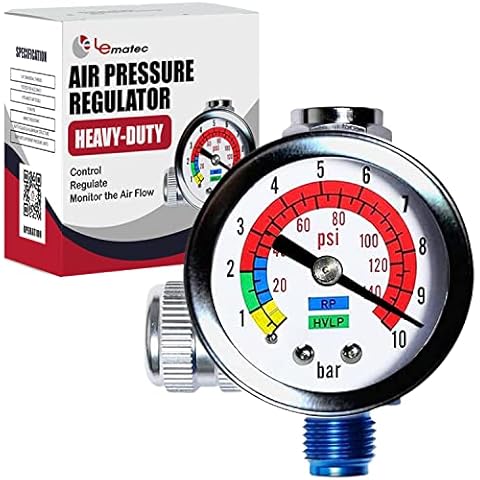 LE LEMATEC AR-01 Air Compressor Regulator ¼ NPT. Air Pressure Regulator with Gauge 0-150 PSI Cover