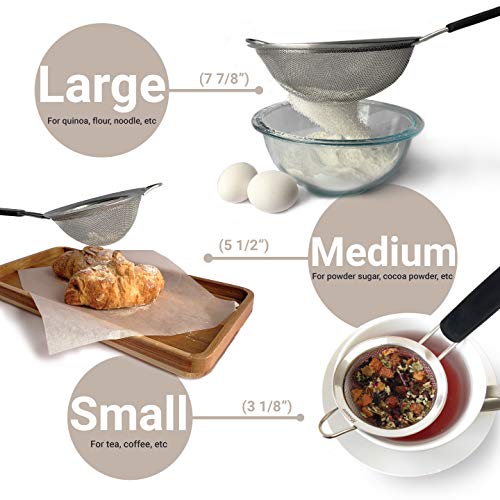 Makerstep Fine Mesh Strainer Set of 3, Stainless Steel 3.38 Makerstep Fine Mesh Strainer Set of 3, Stainless Steel 3.38
