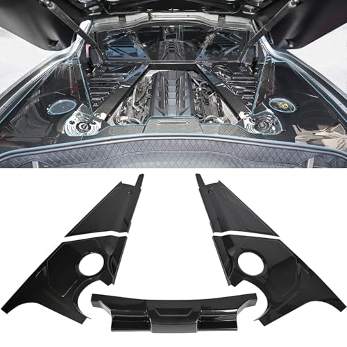 Image of Engine Compartment Surround Overlay,Carbon Fiber Pattern Engine Bay Panel Cover Trim Side Panel Center Strut Cover for Corvette C8 Stingray Z51 2020+ for C8 Z06 /E-Ray 2023+