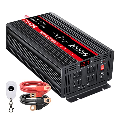 Amazon.co.jp: JIGUUN インバーター 正弦波 12V 2000W 最大 4000W DC