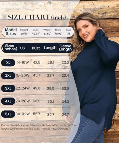 Image of TIYOMI Plus Size Sweater Tops for Women Turtleneck Warm Pullover XL-5XL