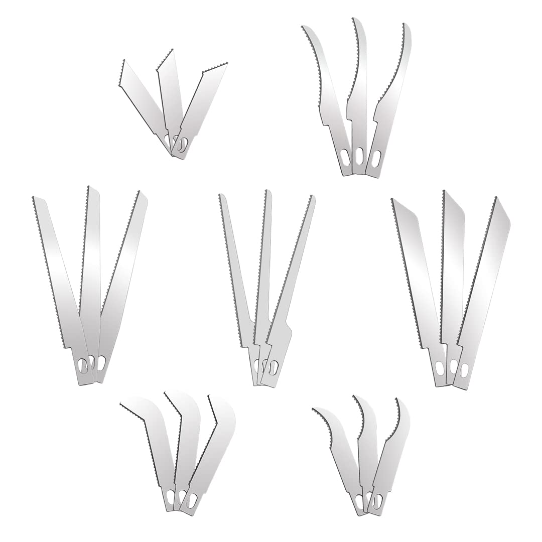 LitKiwi21PCS 7-Sizes Saw Blades with Plastic Box for Model Craft Hand Saw,Modeling Knife Hacksaw Replacement