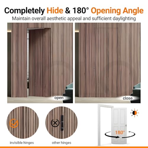 Image of VOLO Heavy-Duty Concealed Hinges - Hidden Door Hinges for Wooden & Flush Doors, Matt Black Finish | Pack of 2 Pieces | (6 Inch | Antique)