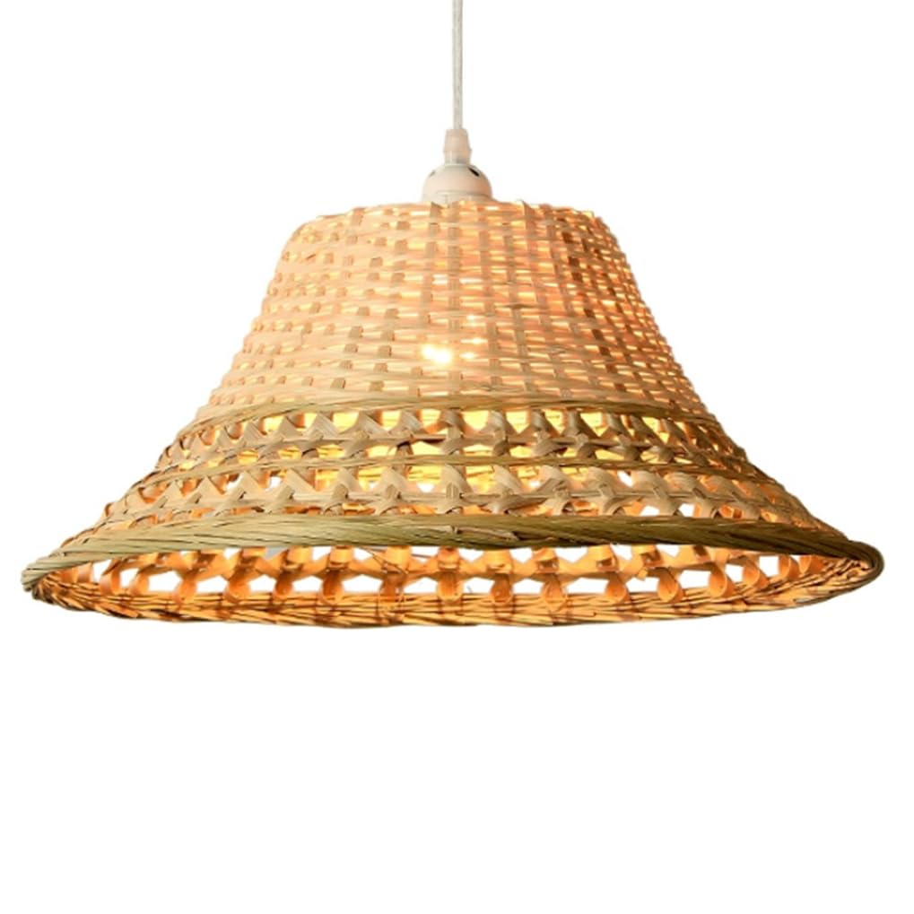 Suspension en bambou et lanterne en rotin tissé main pour lustre de cuisine