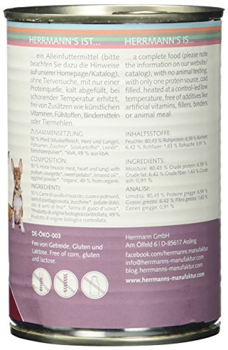 Herrmanns Pferd mit Süsskartoffel und Zucchini, 12er Pack (12 x 400 g)