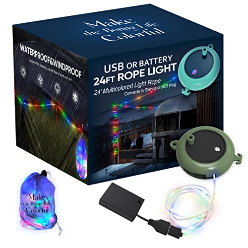 Image for Nianjida Camper LED Rope Lights Battery Operated with Storage Case,Bag,Hook,Camping 
