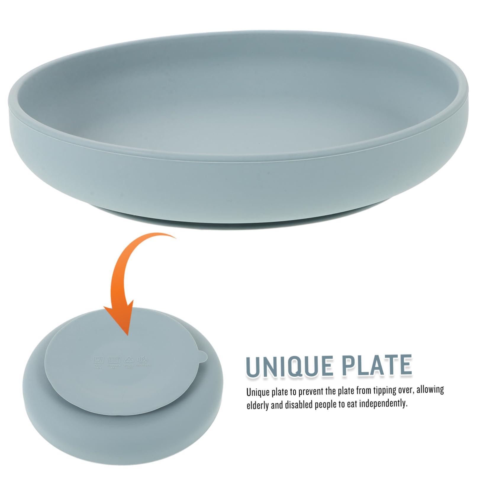 UTHCLO Handicapped Elderly Tableware Suction Tray Senior Dining Plate Self-feeding Plate