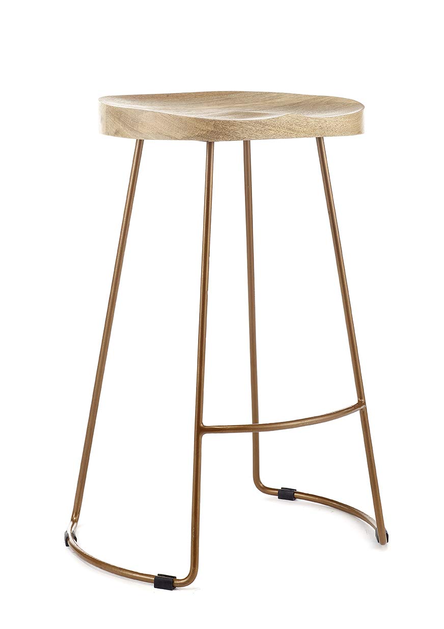 North interiors Vintage designer kitchen pub bar stool 70cm High White Black Copper (Gold Frame) — image 1