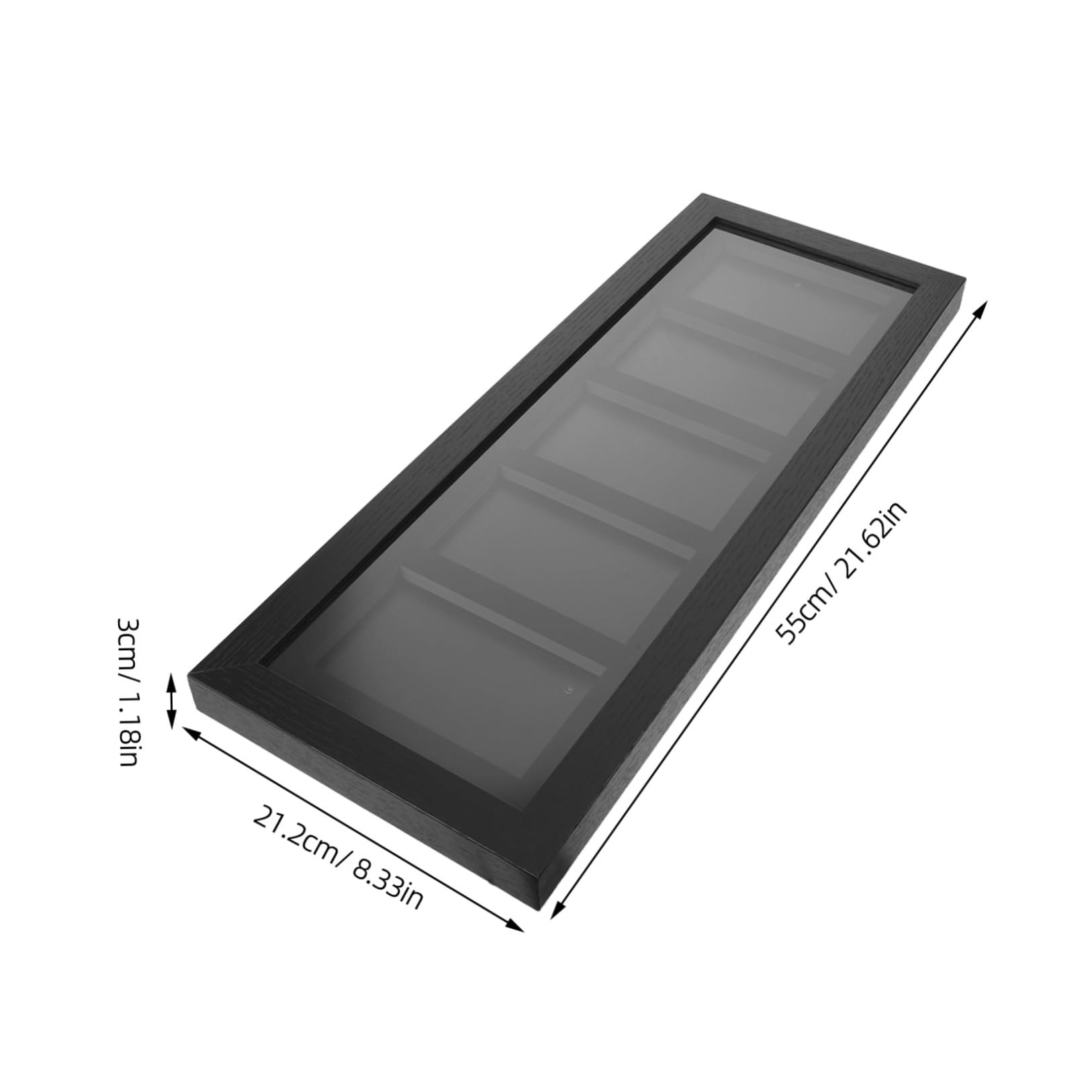 Zerodeko Playing Cards Card Display Case, Scatola Espositiva per Carte Collezionabili, 5 Scomparti, Fibra di Legno Nero, Soluzione Salvaspazio, per Esposizione da Parete di Carte