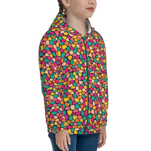 Mosaic Ornament Kids Pullover Hoodies Boys Zip Up Sweatshirts Girls Athletic Clothes with Pocket4