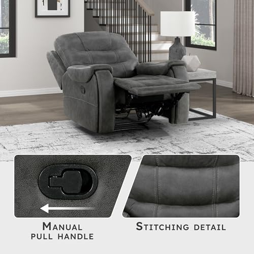 Sillón reclinable manual microfibra pulida gris oscuro miniatura 3