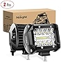 Nilight 18021F-B 2PC 4Inch Triple Row Lights 60W Flood Spot Combo 6000LM Bar Driving Boat Led Off Road Trucks, 2 Years Warranty