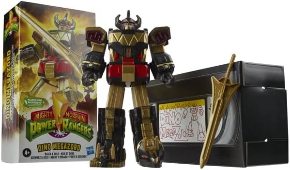 Mighty Morphin Power Rangers Megazord 7 inch Classic Figure Collector Set (Dino Megazord (Black & Gold))