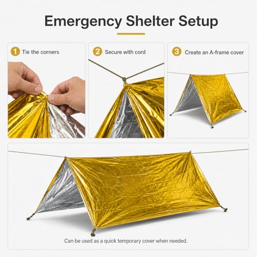 Image of 4pcs Emergency Thermal Blanket, Space Blankets Survival, Thermal Emergency Foil Blanket for Hiking, Camping, Outdoor, Marathons or First Aid, Golden