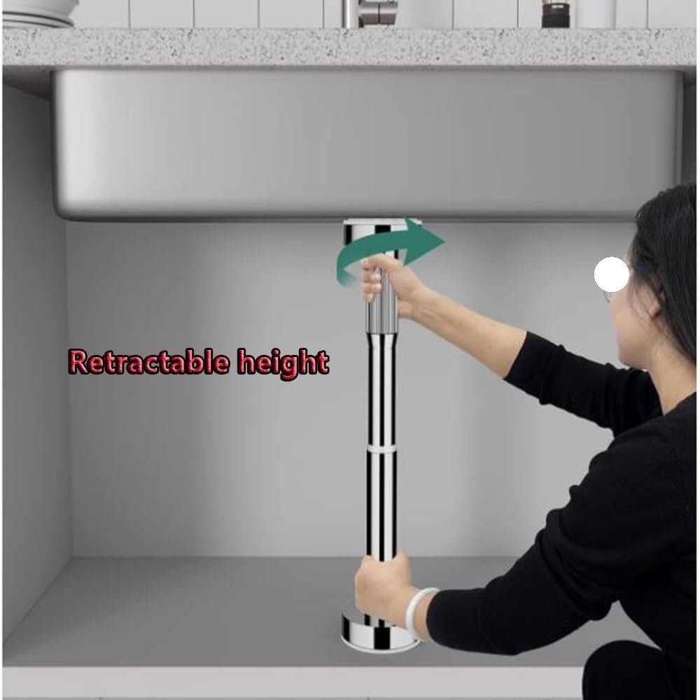 Patas de Soporte telescópicas Ajustables para Fregadero: Varillas de Soporte para Montaje bajo encimera sin Necesidad de taladrar, aptas para armarios de Cocina y baño, Varillas de Acero ino