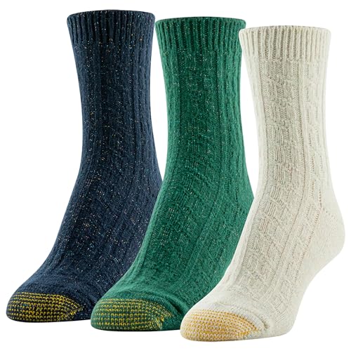 GOLDTOE Womens Sparkle Cable Midi Crew Socks, 3-pairs