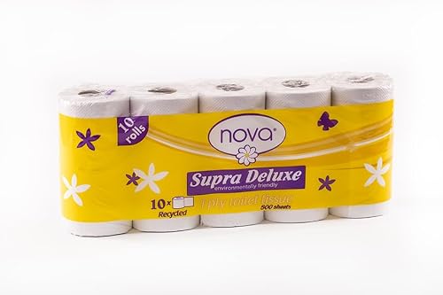 Nova Supra Deluxe 1 Ply Toilet Tissue, 10 Rolls, 500 Sheets