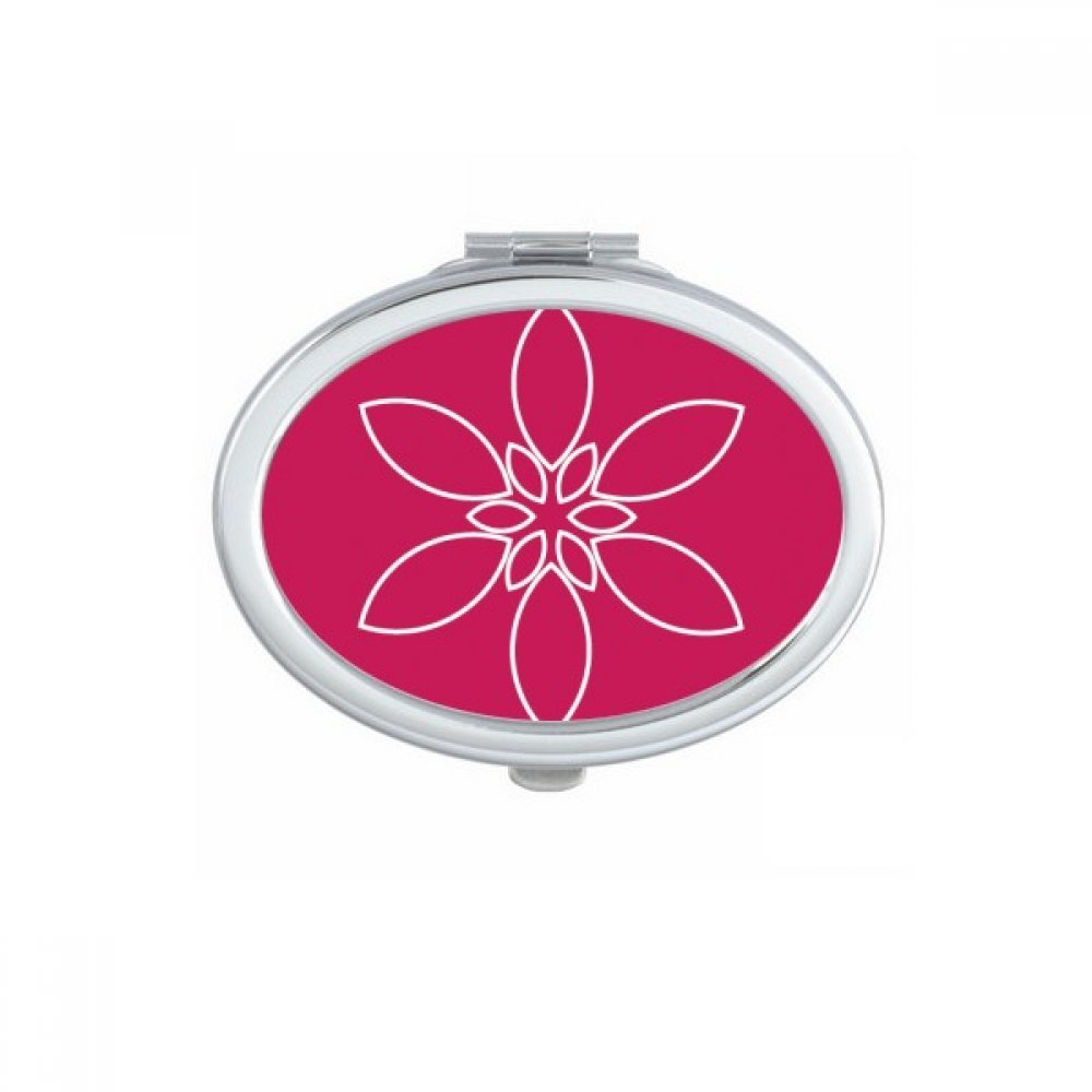 Miroir de poche mignon motif fleur pétale ovale pour maquillage précis