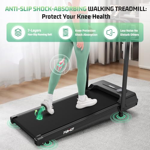 Image of FUNMILY Walking Pad Treadmill with Incline, Foldable Treadmills for Home Office, Portable Walking Pad 300lbs Capacity, Remote Control, Led Touch Screen, 2s Folding Treadmill