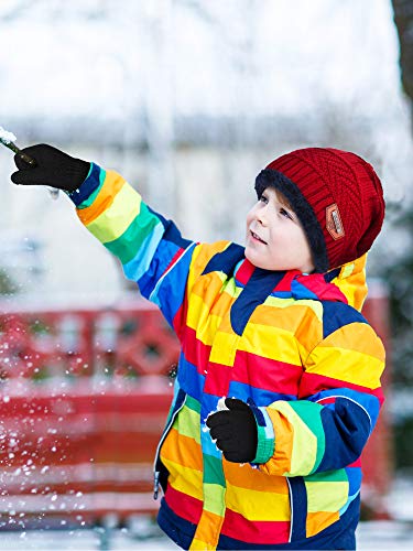 Conjunto infantil de luvas de inverno para crianças, inclui chapéu quente, luvas para todos os dedos
