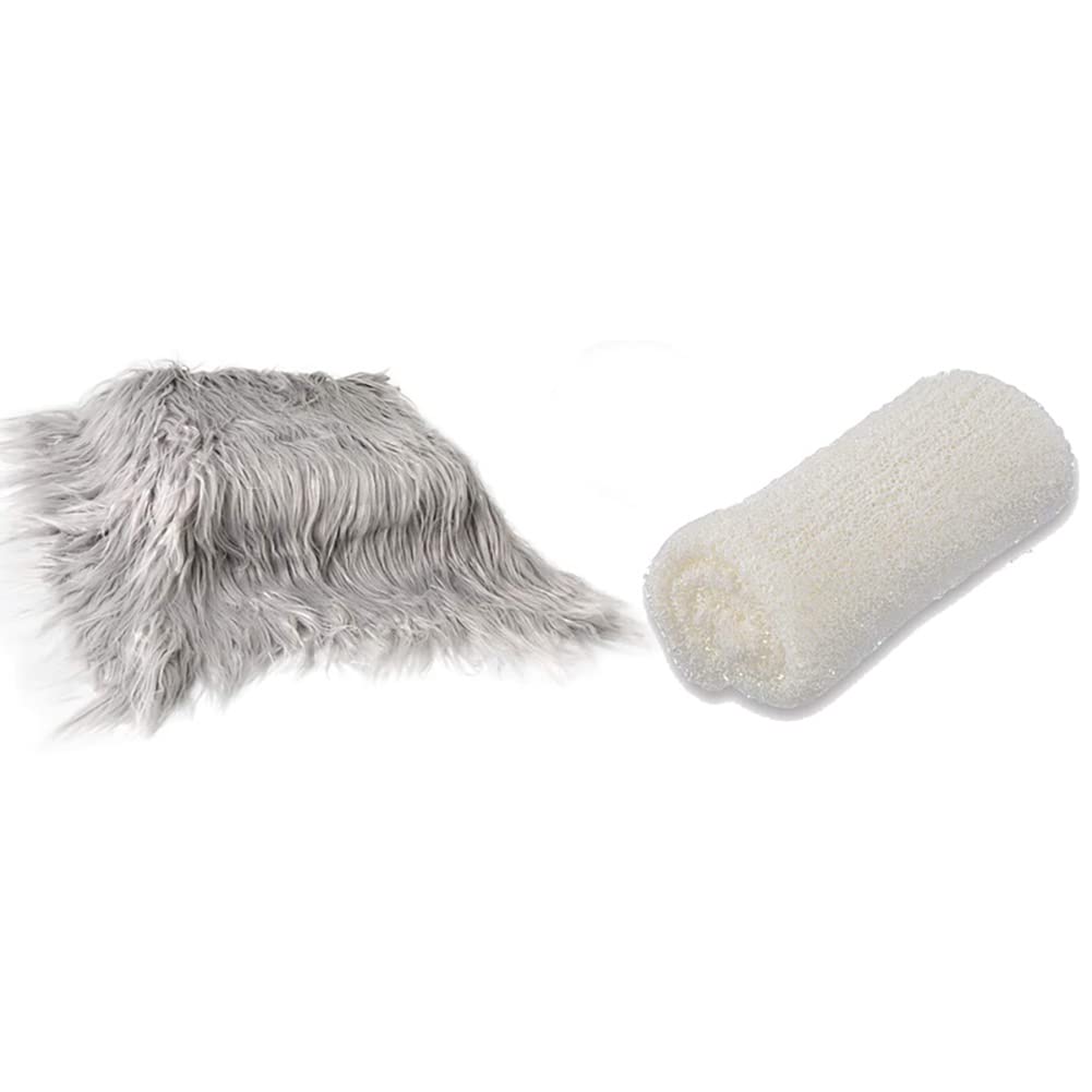 Uposao 2 Pcs/set Newborn Photography Props, DIY Newborn Infant Blanket Swaddle Wrap Set Soft Faux Fur Photography Backdrops Mat Rug for Baby Boys Girls — image 1