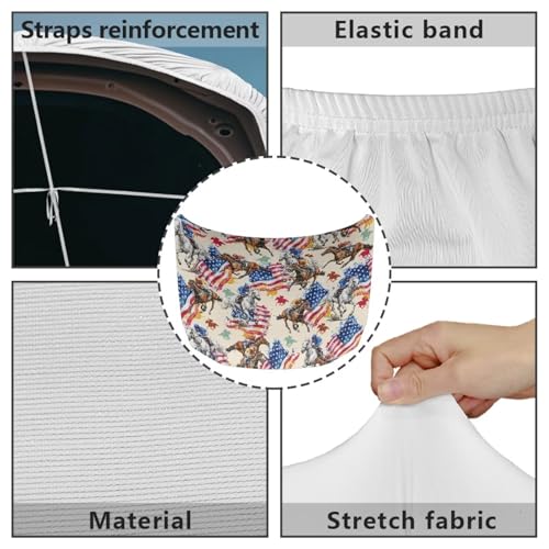 Image of Car Hood Cover Protector Stretchable Horse and American Flag Car Hood Wraps Auto Banner Auto Decorative Accessories for Compact Sedans SUV Trucks (59x39 Inch)