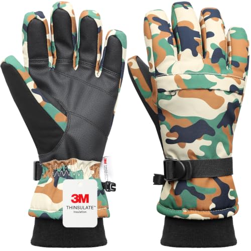 Image of Ski Gloves,Snow Gloves Waterproof Winter Warm Cold Weather Touchscreen Gloves for Parent& Child Kids Skiing,Snowboarding