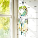 Peacock Dream Catchers Windchimes with Copper Bells 28' Peacock Wind Chimes for Outside Compose‌ Zen Atmosphere Suitable for Outdoor, Garden, Unique Peacock Home Decor Ideal Gift