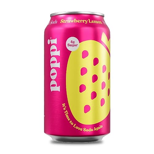 Poppi Soda prebiótica de limonada de fresa 12 onzas líquidas