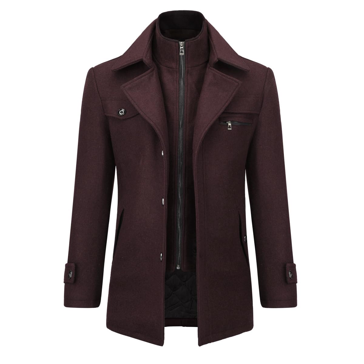 Allthemen Cappotto da Uomo in Lana Trench Slim Fit da Lavoro Corto Business Trench Coat Soft Touch Calda Invernale Coat