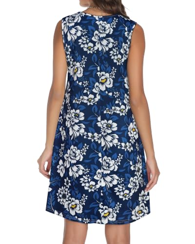 Image of Summer Dresses for Women 2026 Casual Sleeveless Sundress Floral Loose Fit Beach Cover Up with Pocket