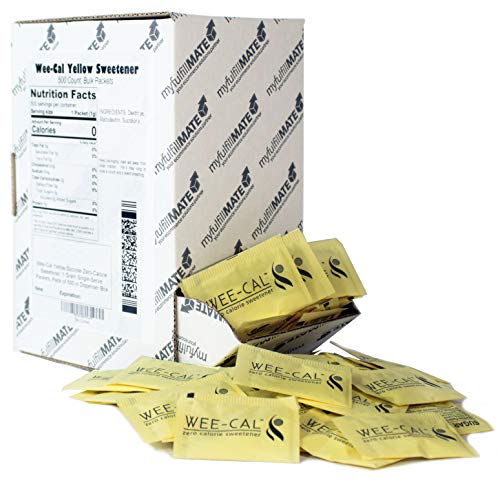 Wee-Cal Yellow Sucrose Zero-Calorie Sweetener, 1 Gram Single-Serve Packets, Pack of 500 in Dispenser Box