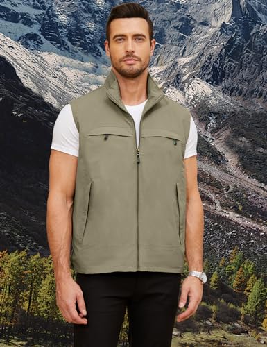 Gihuo Mens Casual Lightweight Travel Vest Summer Utility Safari Vest Sleeveless Jackets for Travel Hiking Fishing4