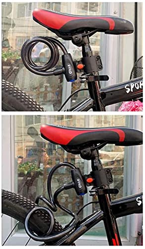 Candado de bicicleta con candado de cable de acero tipo anillo, candado de aleación de acero, con soporte de montaje, negro